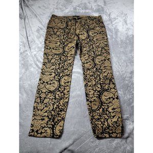 SEVEN 7 FOR ALL MANKIND Black Gold Paisley Skinny Jeans‎ Size 38x29